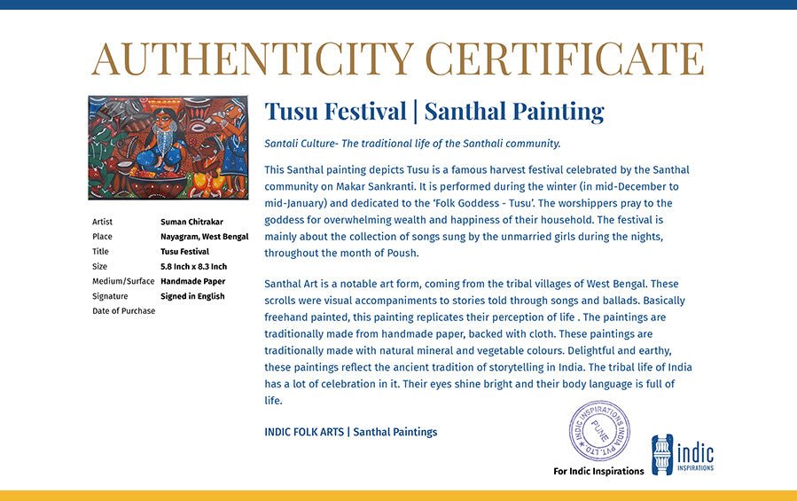 Tusu Festival | Santhal Painting | A5 Frame - paintings - indic inspirations