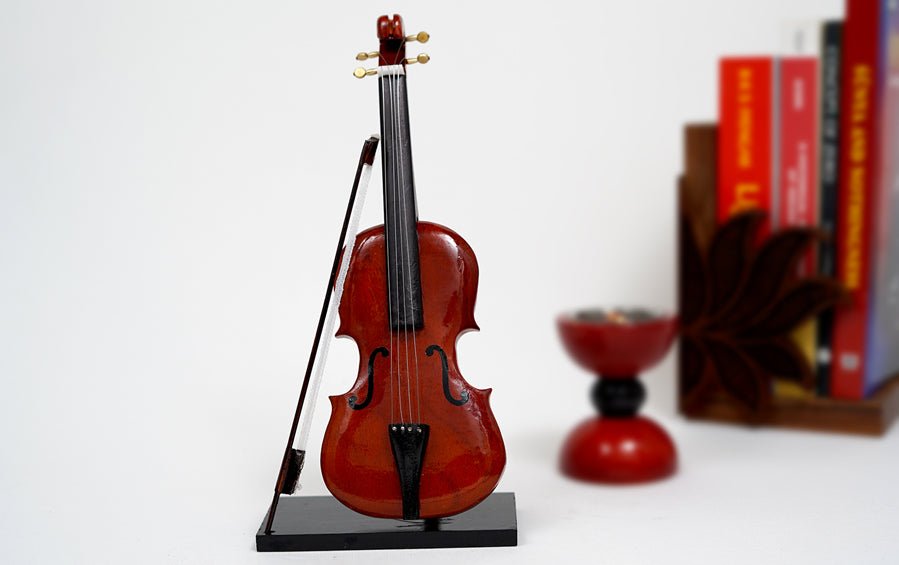 Violin | Wooden Miniature - Miniature Musical Instruments - indic inspirations
