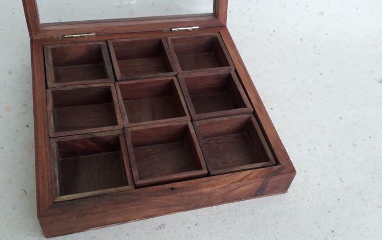 Wooden 9 Chambers Spice Box - Boxes - indic inspirations