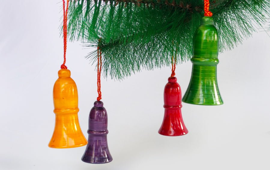 Wooden Bells for Christmas Tree - Set of 4 - Décor hanging - indic inspirations