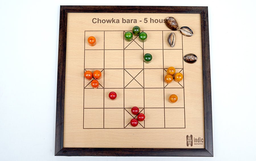 Wooden Chaukabara 5 Houses - Board Games - indic inspirations