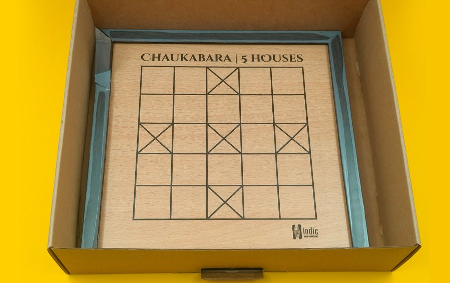 Wooden Chaukabara 5 Houses - Board Games - indic inspirations