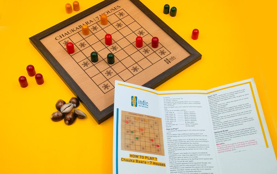 Wooden Chaukabara 7 House - Board Games - indic inspirations