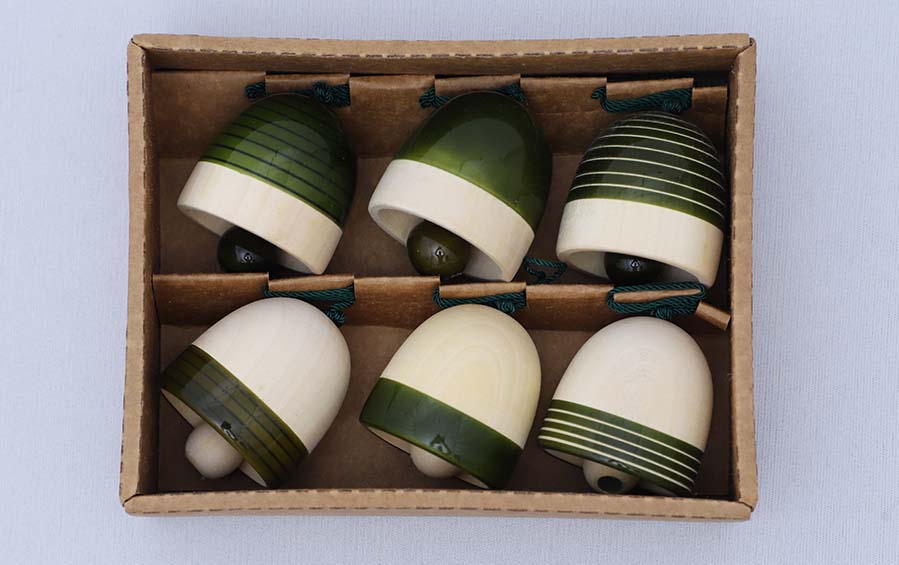 Wooden Christmas Decor : YULTIDE BELLS – Green (Set of Six) - Décor hanging - indic inspirations