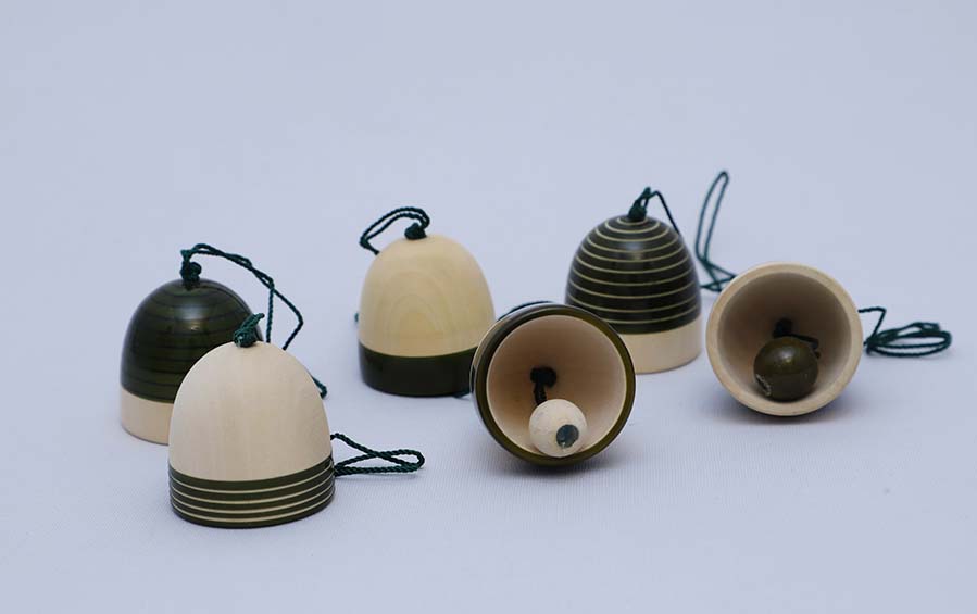 Wooden Christmas Decor : YULTIDE BELLS – Green (Set of Six) - Décor hanging - indic inspirations