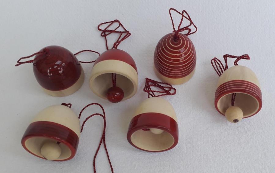 Wooden Christmas Decor : YULTIDE BELLS – Red (Set of Six) - Décor hanging - indic inspirations