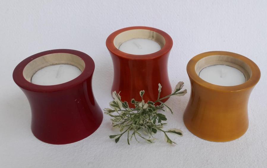 Wooden Diyas - Set of 3 - Candle holders - indic inspirations
