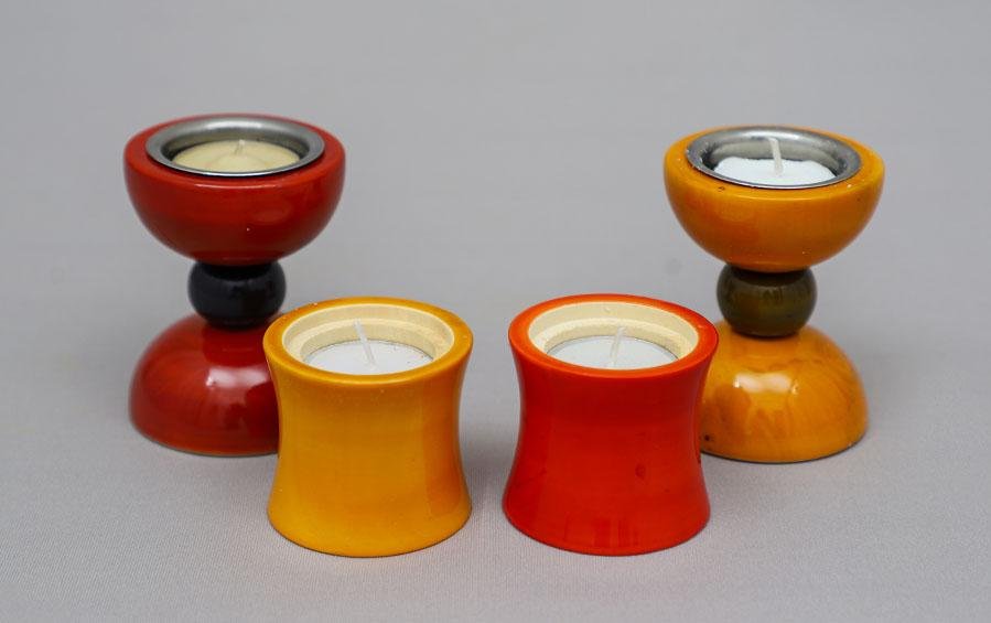 Wooden Diyas - Set of 4 - Candle holders - indic inspirations