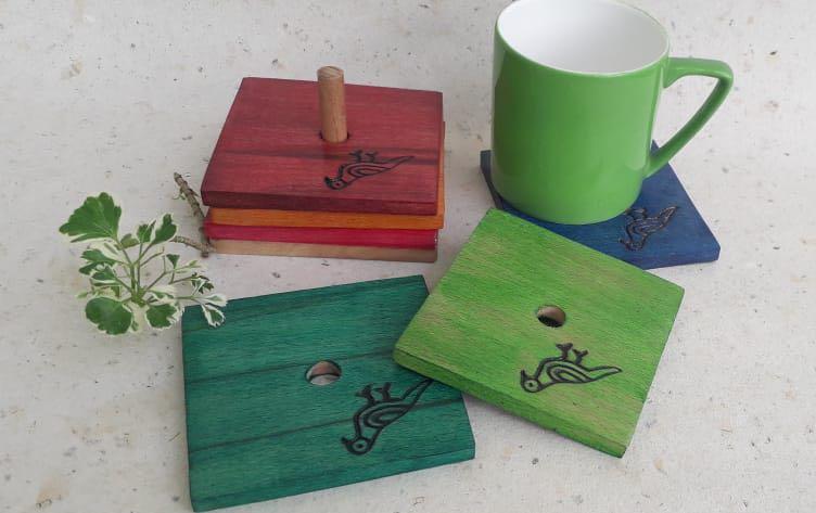 Wooden Tea Coasters Set - Coasters - indic inspirations