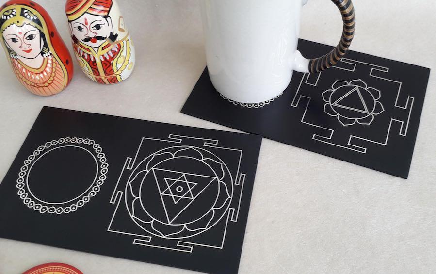 YANTRA INSPIRED COASTERS - Set of 2 - Coasters - indic inspirations