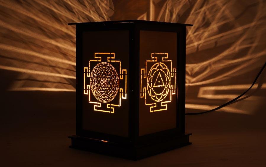 Yantras - Brass Diwali Kandil cum Table Lamp - Hanging Lamps - indic inspirations