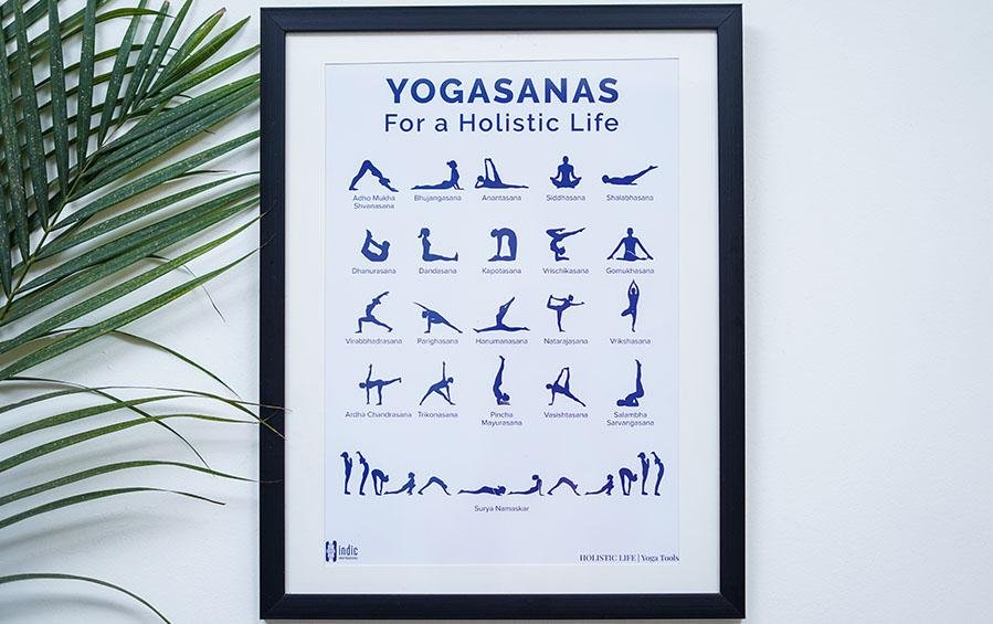 Yogasanas - White Poster for Yoga Studios - A3 Frame - Wall Frames - indic inspirations